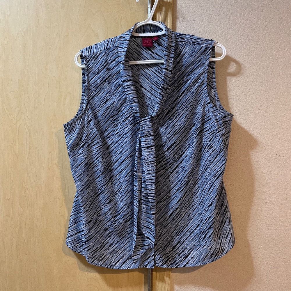 Women Large Pretty Spring Top Sleeveless Button with Neck Tie Beautiful